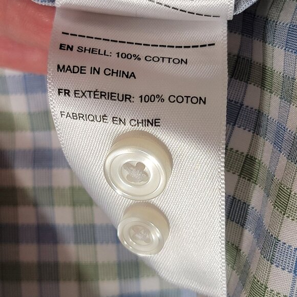 Untuckit Dubois Mens Large Wrinkle Free Button Up Shirt Blue Green Plaid LS - Picture 6 of 9